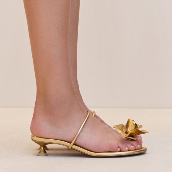 Cult Gaia Cosette Sandal in Brass gold metallic kitten heel slip on open toe - Picture 2 of 12